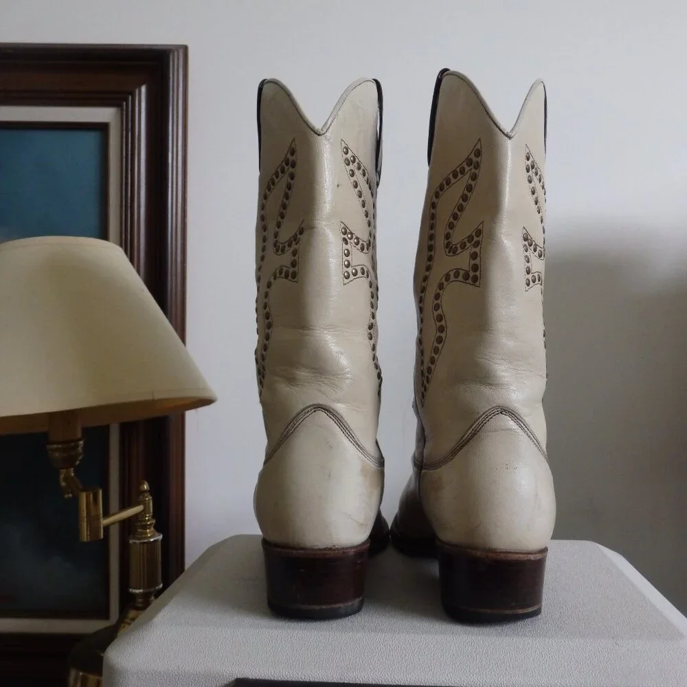 Frye Daisy Duke  Beige All leather cowboy boots size 10 - Picture 3 of 8